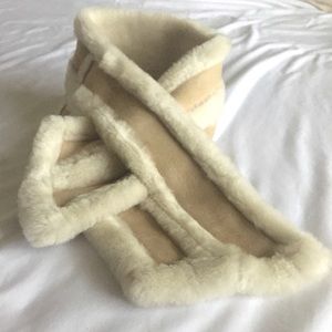 UGG Suede and Sheepskin Scarf Wrap